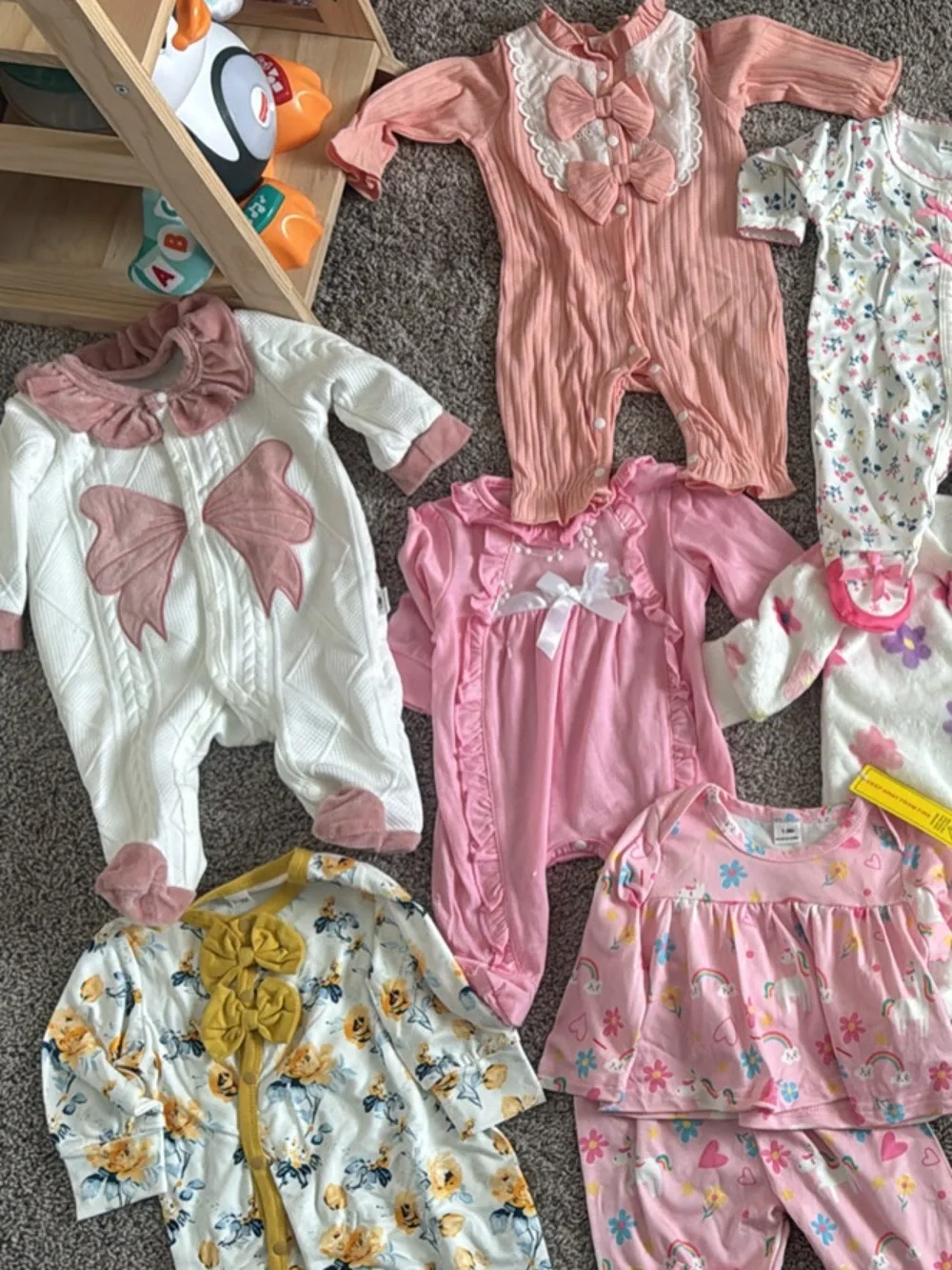 Bundle of 13 NWT and NWOT 0-3m girl sleepers